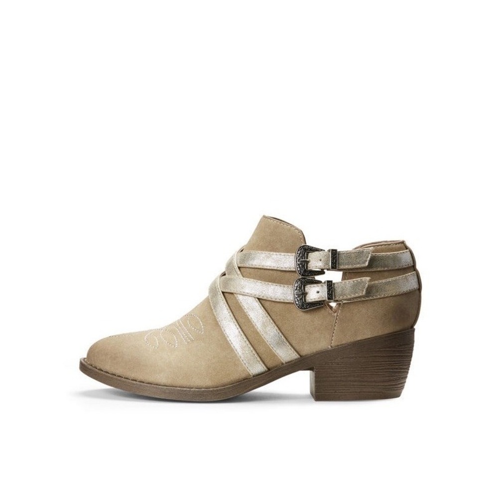 Ariat Unbridled Sadie Western Ankle Boots Tan Metallic Buckle Women Sz 6